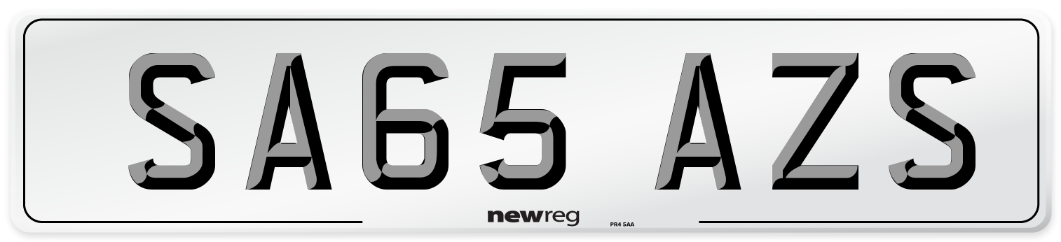 SA65 AZS Number Plate from New Reg